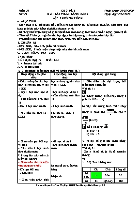 Giáo án Đại số Lớp 8 - Tiết 49 Giải bài toán bằng cách lập phương trình - Năm học 2019-2020